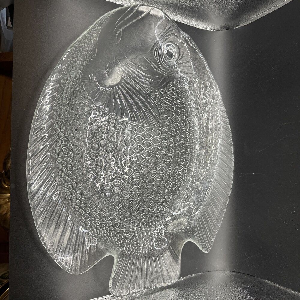 ARCOROC France Large Glass Fish Platter 15 1/4” X x 12 1/2” Serving Tray EUC